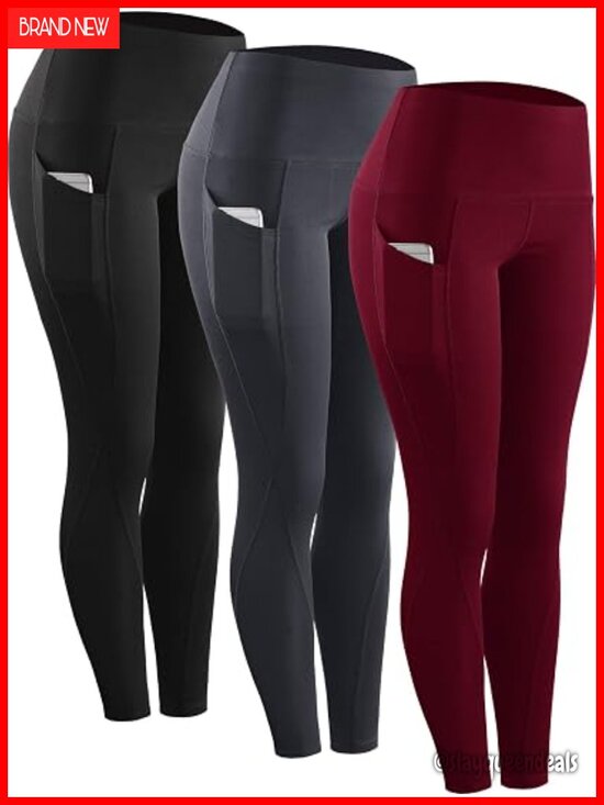 Pants - High Waist Leggings with Pocket - 4 Way Stretch Non See-Through Yoga Pants